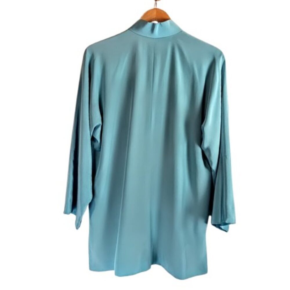 Shanghai Tang Aqua Blue Silk 5-Button Jacket Nwot - image 2